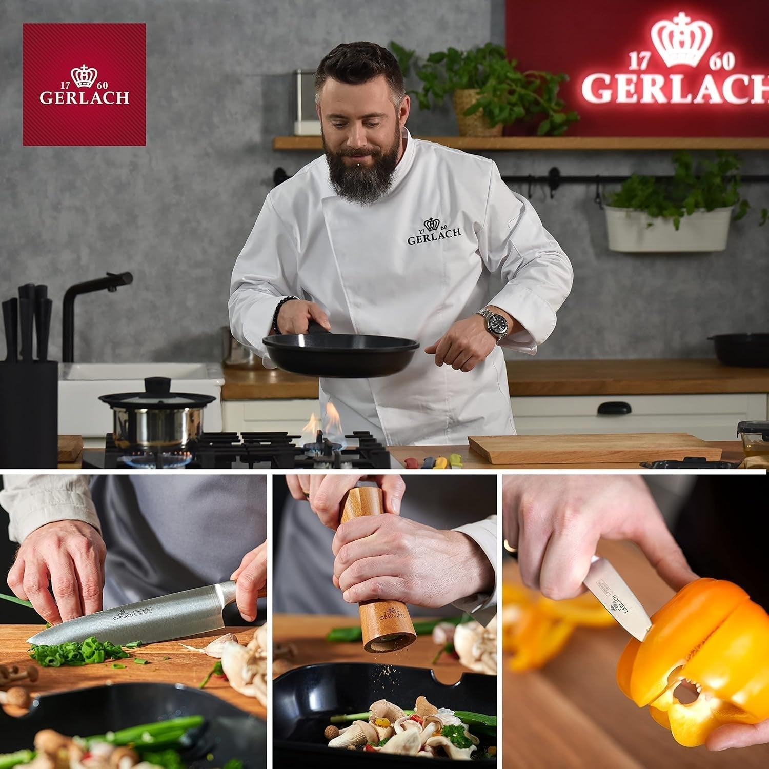 Gerlach Flow Besteck-Set 6 Personen Spülmaschinenfest Essbesteck Besteck Aus Edelstahl Messer Gabel Löffel Teelöffel Tafelbesteck Rostfrei 24 Stk, Silberglänzend Bucatarie Naty Shop