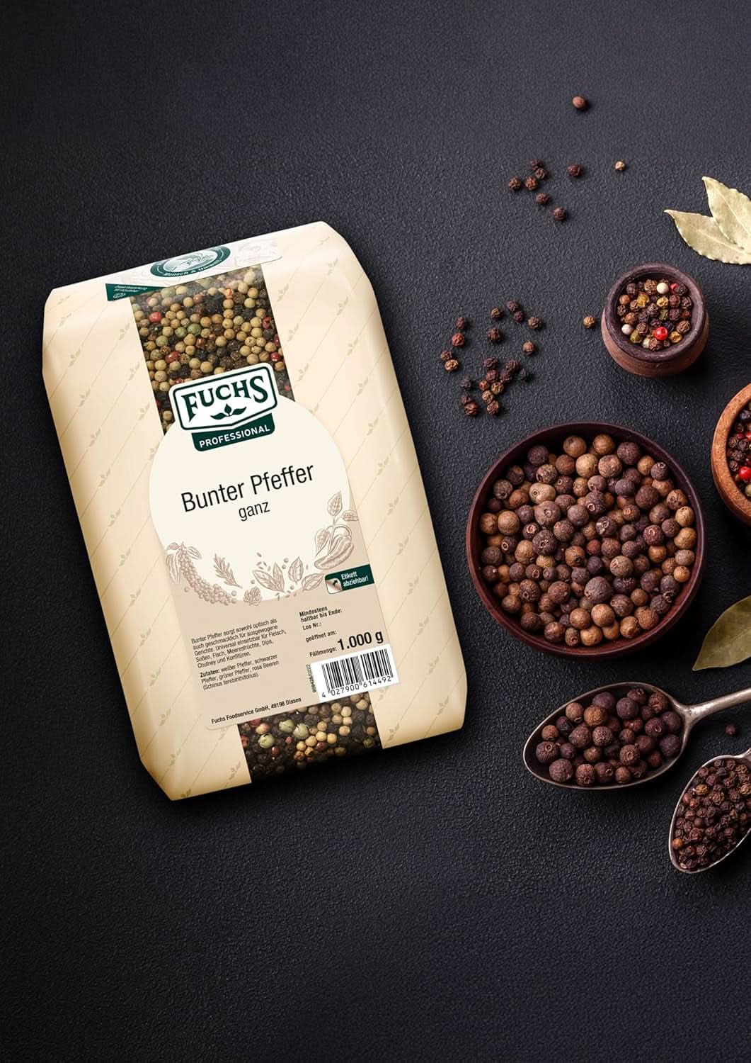 Fuchsfarbener ganzer Pfeffer, 1 kg Condimente Naty Shop