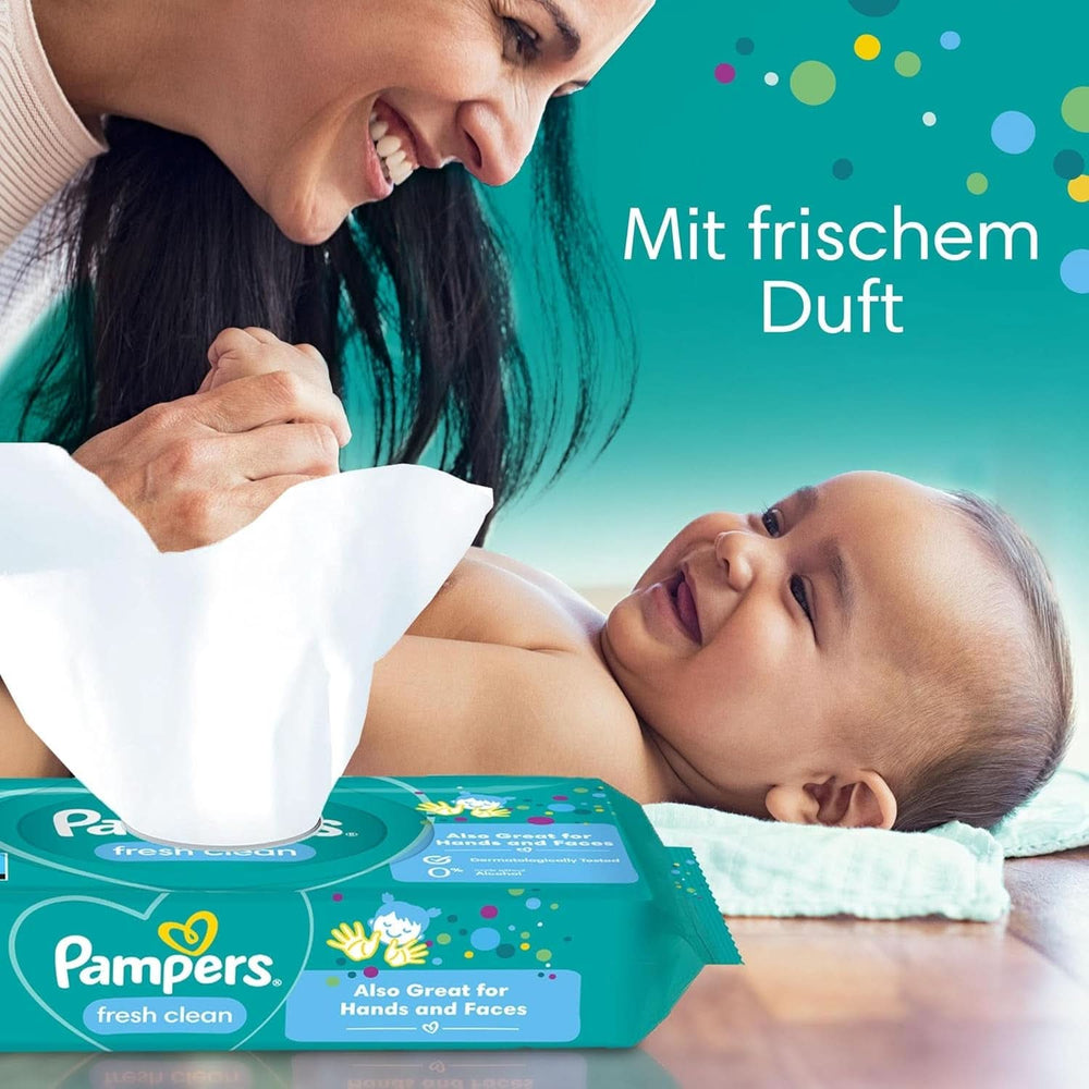 Pampers Fresh Clean Feuchttücher, 624 Feuchttücher, leichter Duft, auch für Hände und Gesicht geeignet Baby-Feuchttücher Naty Shop
