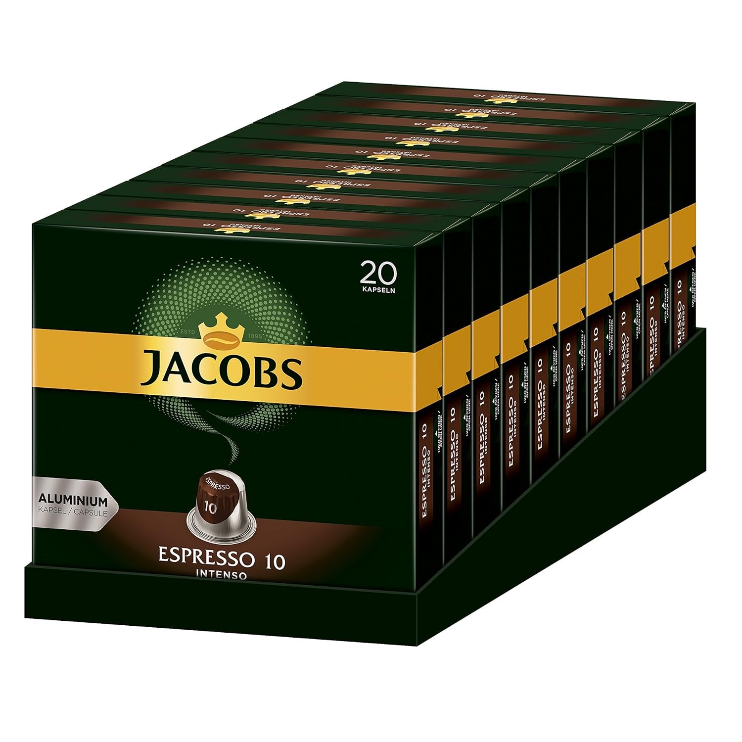 Kaffeekapseln Lungo Classico, Intensität 6 von 12, 10 x 20 Getränke & Kaffeekapseln Espresso Intenso, Intensität 10 von 12, 200 Nespresso®* kompatible Kapseln, 10 x 20 Getränke
