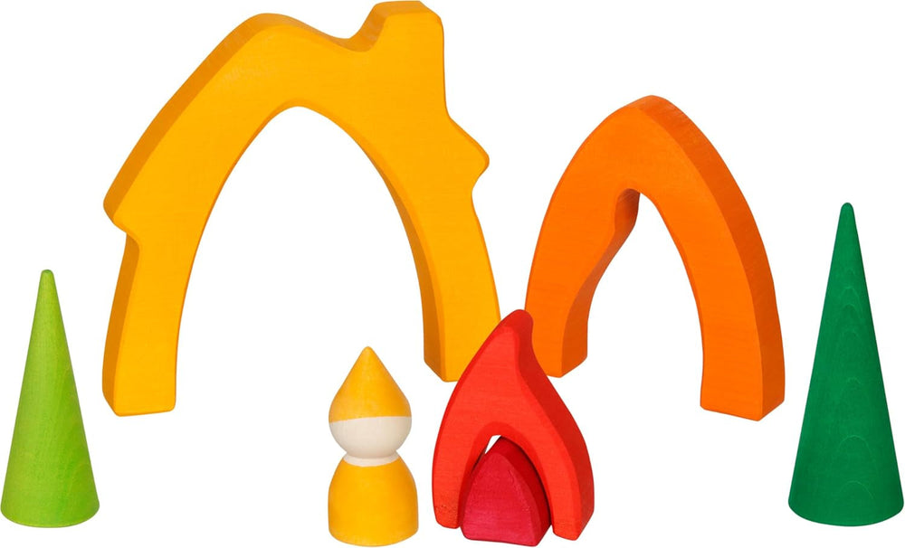 Goki 58427 – Zwergenhaus – Goki Evolution – Hergestellt aus hochwertigem Ahornholz – 7 Teile – Bunte Farben auf Wasserbasis – Hergestellt in Europa. Puppenhäuser Naty Shop