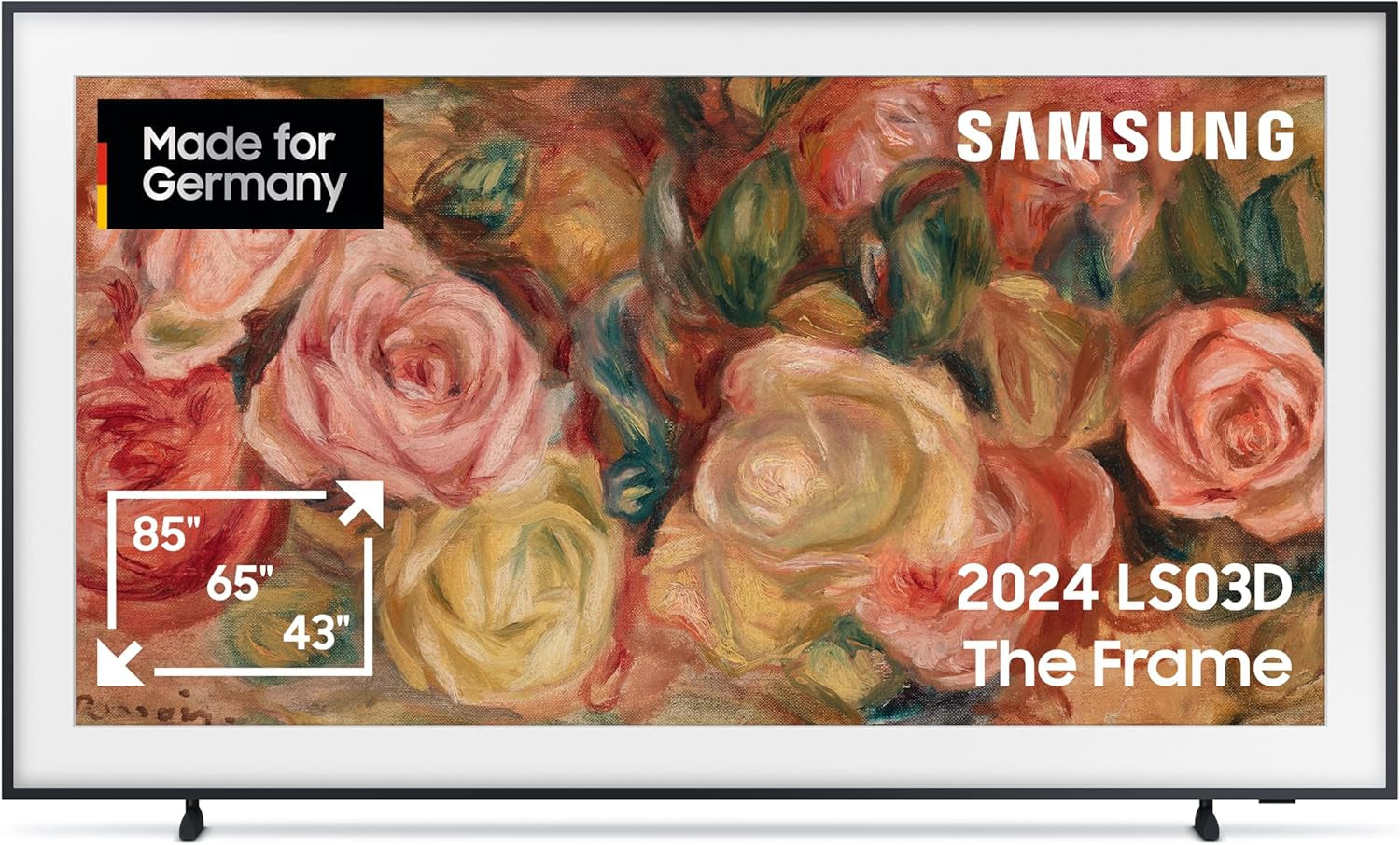 Televizor Samsung The Frame LS03F 4K QLED UHD de 43 de inci (108 cm), design modern al ramei, procesor NQ4 AI Gen2, mod artistic, calitate artistică a imaginii, cablu One Connect, televizor inteligent Samsung Vision AI