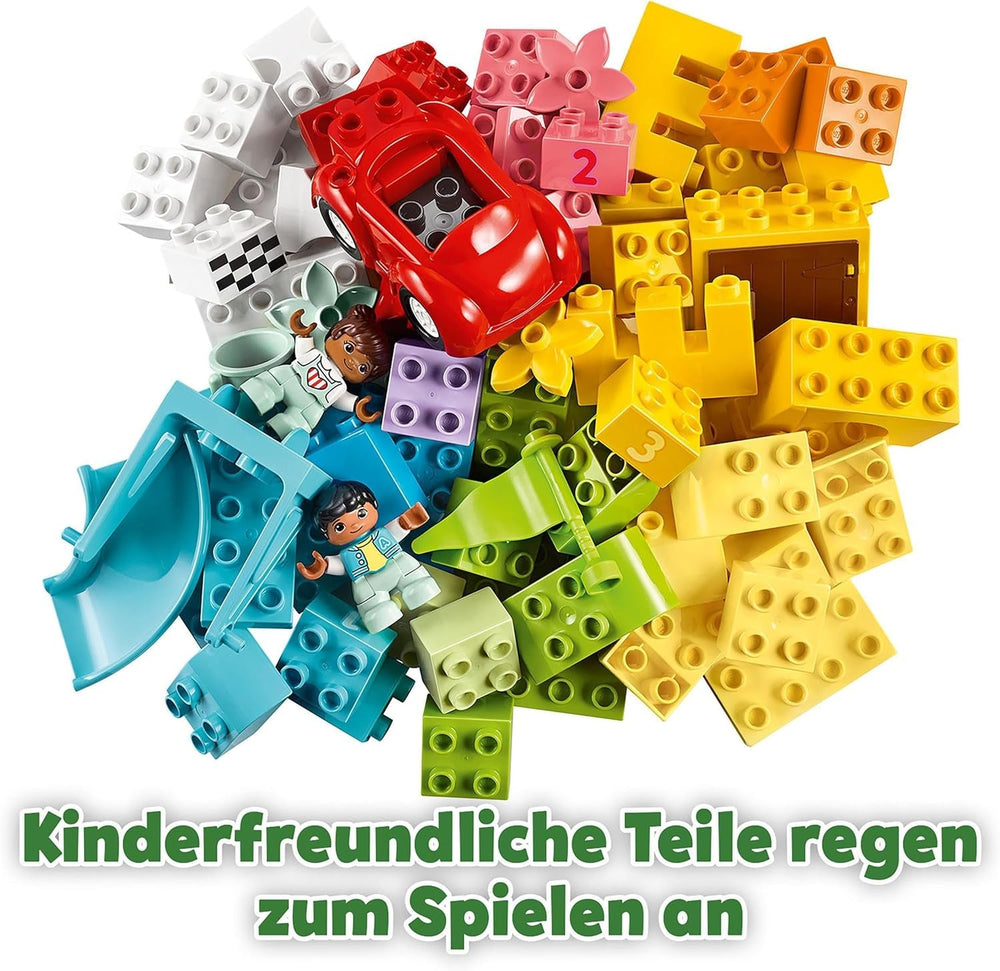 LEGO DUPLO Deluxe Brick Box - Fine Motor Skills Toys for 1+ Year Old Boys & Girls - incl. a Car, Number Bricks & Animal Figures, Plus Toy Storage - 10914