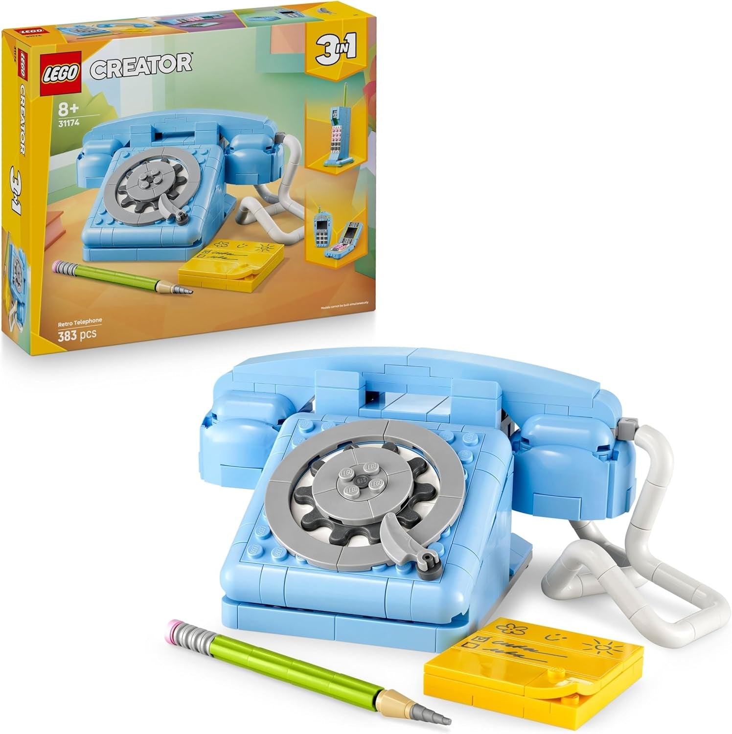 LEGO Creator 3in1 Retro Roller Skate Toy - Transforms into a Mini Skateboard or Boom Box Radio, Creative Gift for 8+ Year Old Girls & Boys - 31148