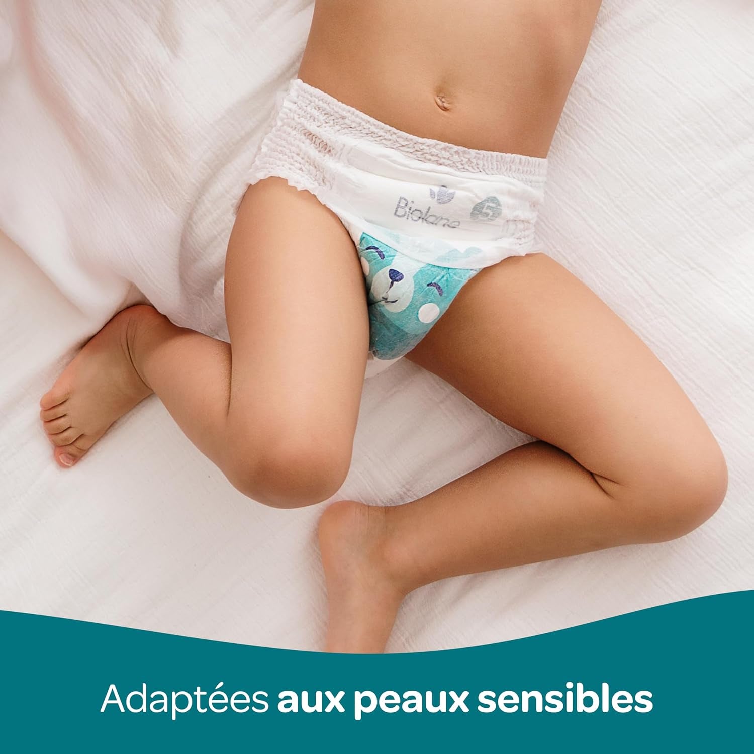BIOLANE - Scutece scurte – Mărimea 5 (12-18 kg) – Etanșeitate 12 ore – Pachet pentru 1 lună – 120 scutece – ecologice
