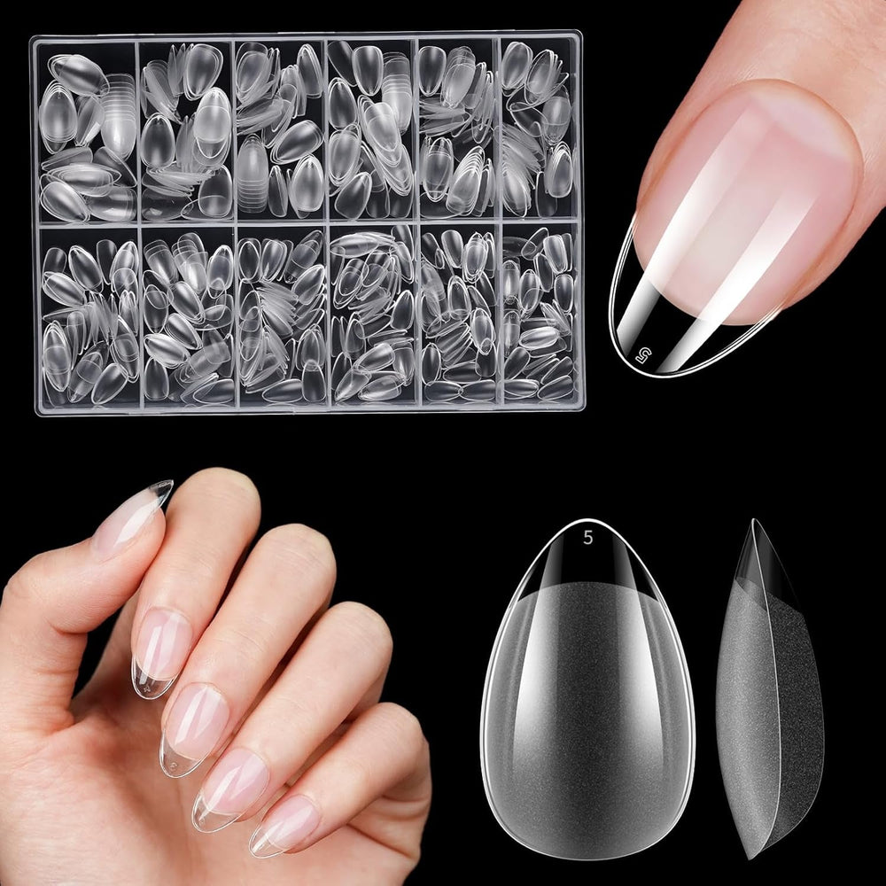 Unghii artificiale scurte, 500 bucăți gel moale acoperire completă vârfuri de unghii pentru unghii cu gel 12 mărimi vârfuri de unghii pre-lustruite pentru unghii cu gel, unghii artificiale scurte sicriu pentru extensii de unghii cu cutie