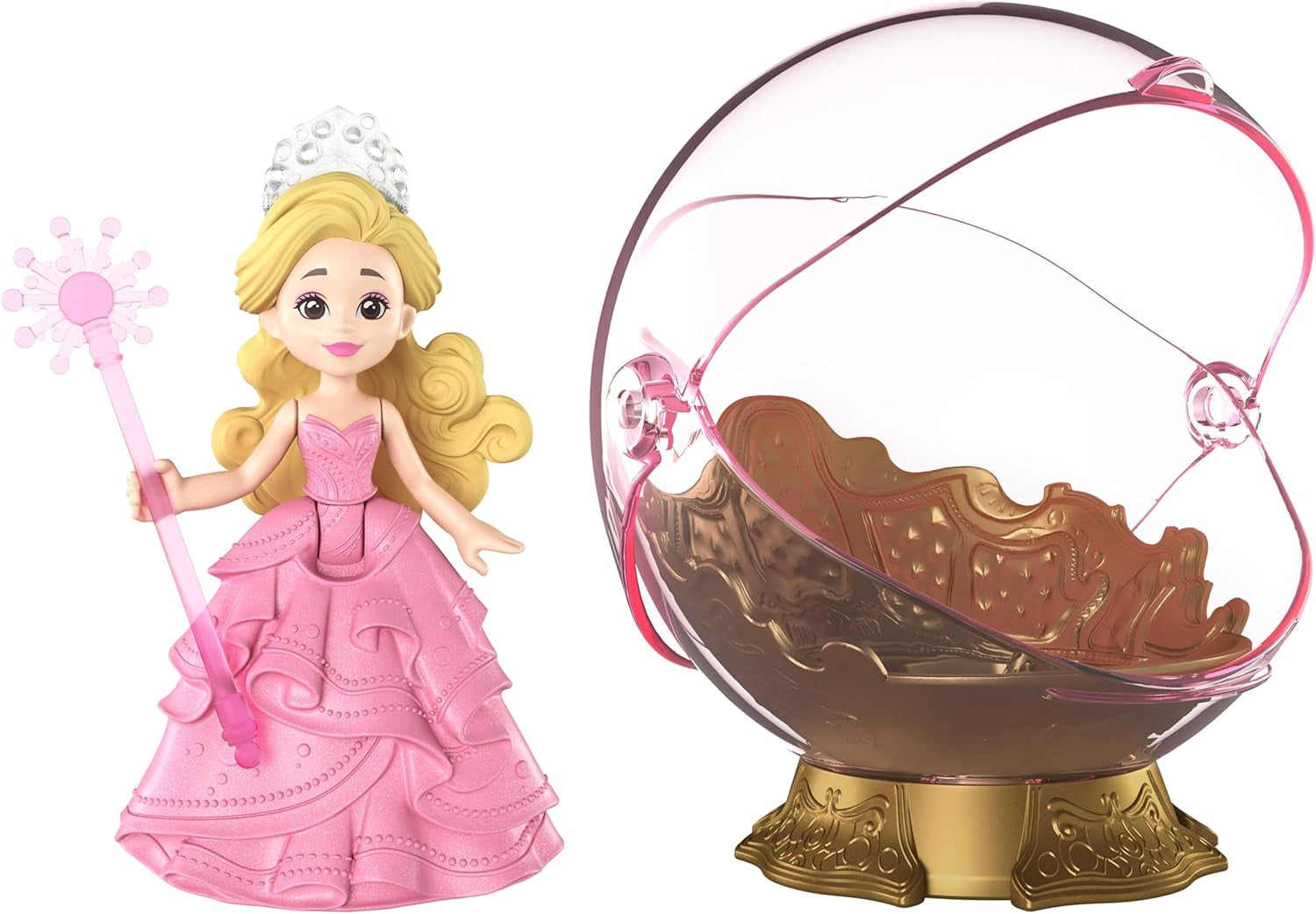 Mattel Universal Pictures Wicked Glindas schwebende Blase, Spielset mit Fahrzeug und Kleiner Glinda-Puppe im bekannten Look, inspiriert vom Film, JFM25, [Mehrfarbig]
