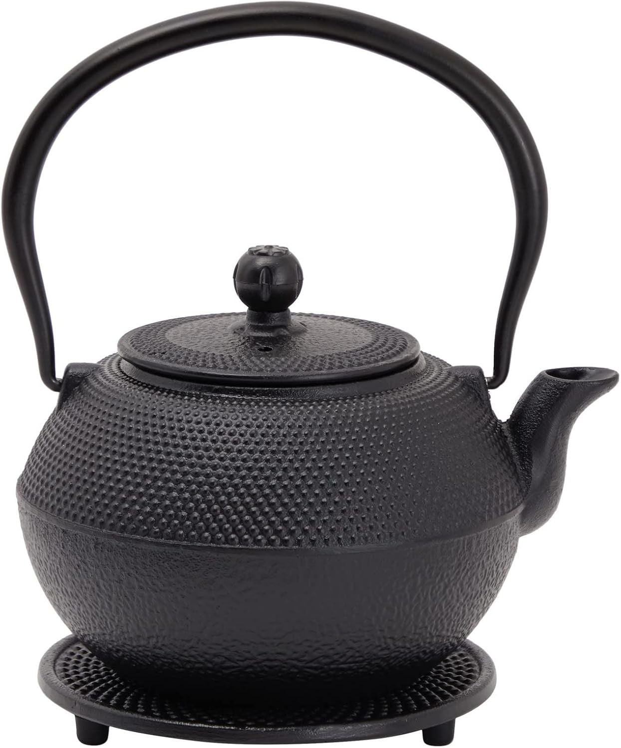 Set de ceai japonez Juvale cu ceainic din fontă (1200 ml), farfurie și 2 căni, set de ceai în stil Tetsubin, negru