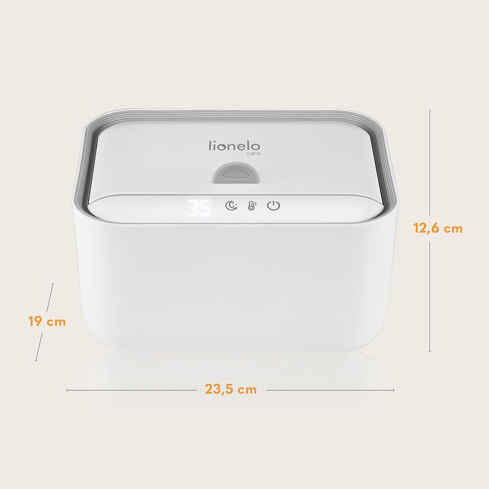 Încălzitor Lionelo BABYBLISS 20W pentru șervețele umede și prosoape mici, 20W pentru bebeluși, lumină de noapte încorporată, 3 setări de căldură, panou tactil, menține șervețelele umede