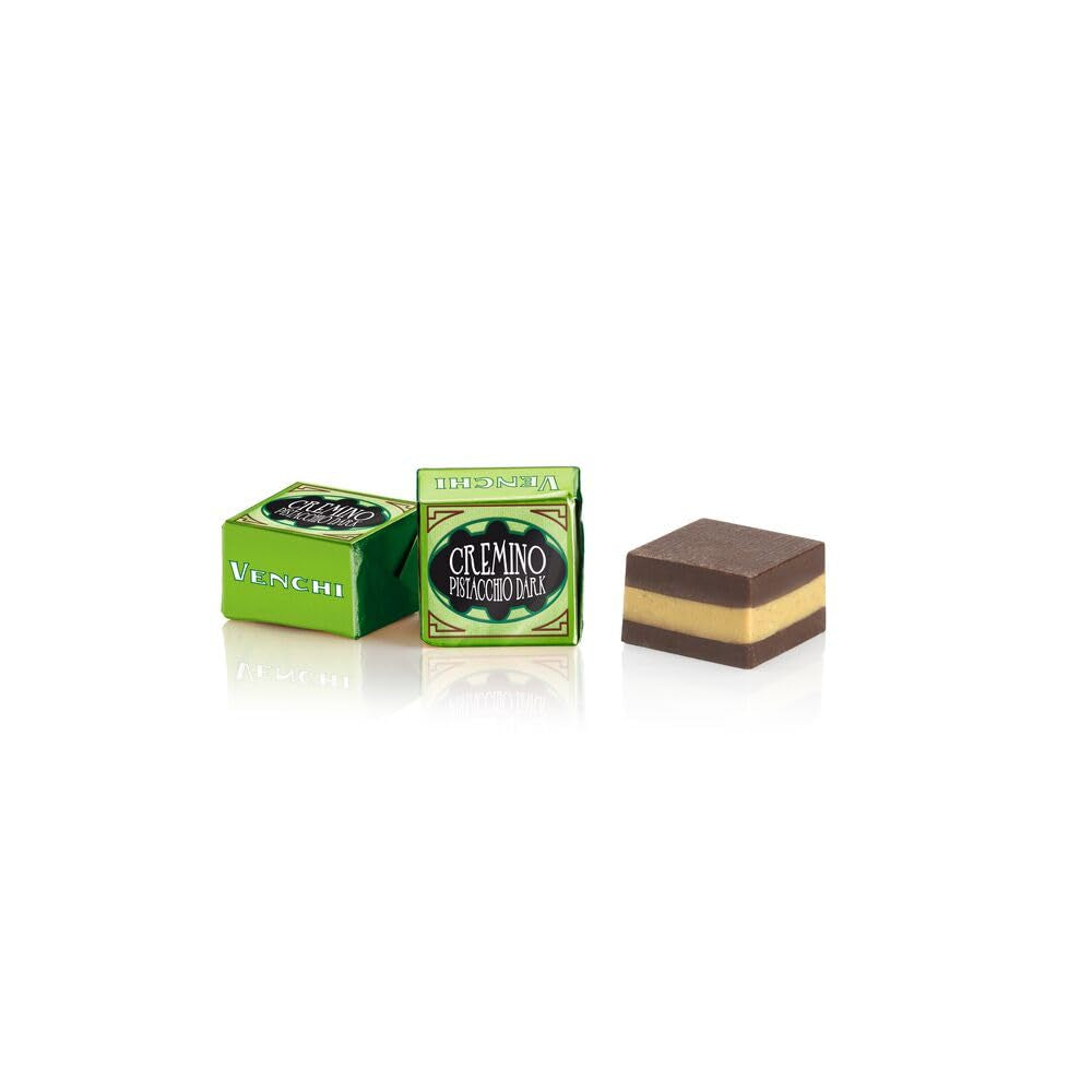 Venchi – Cremino Ciocolată Neagră cu Fistic, Praline la pungă de 1 kg, cu Ciocolată Neagră și Fistic Întreg, Fără Gluten, Fără Coloranți și Fără Conservanți