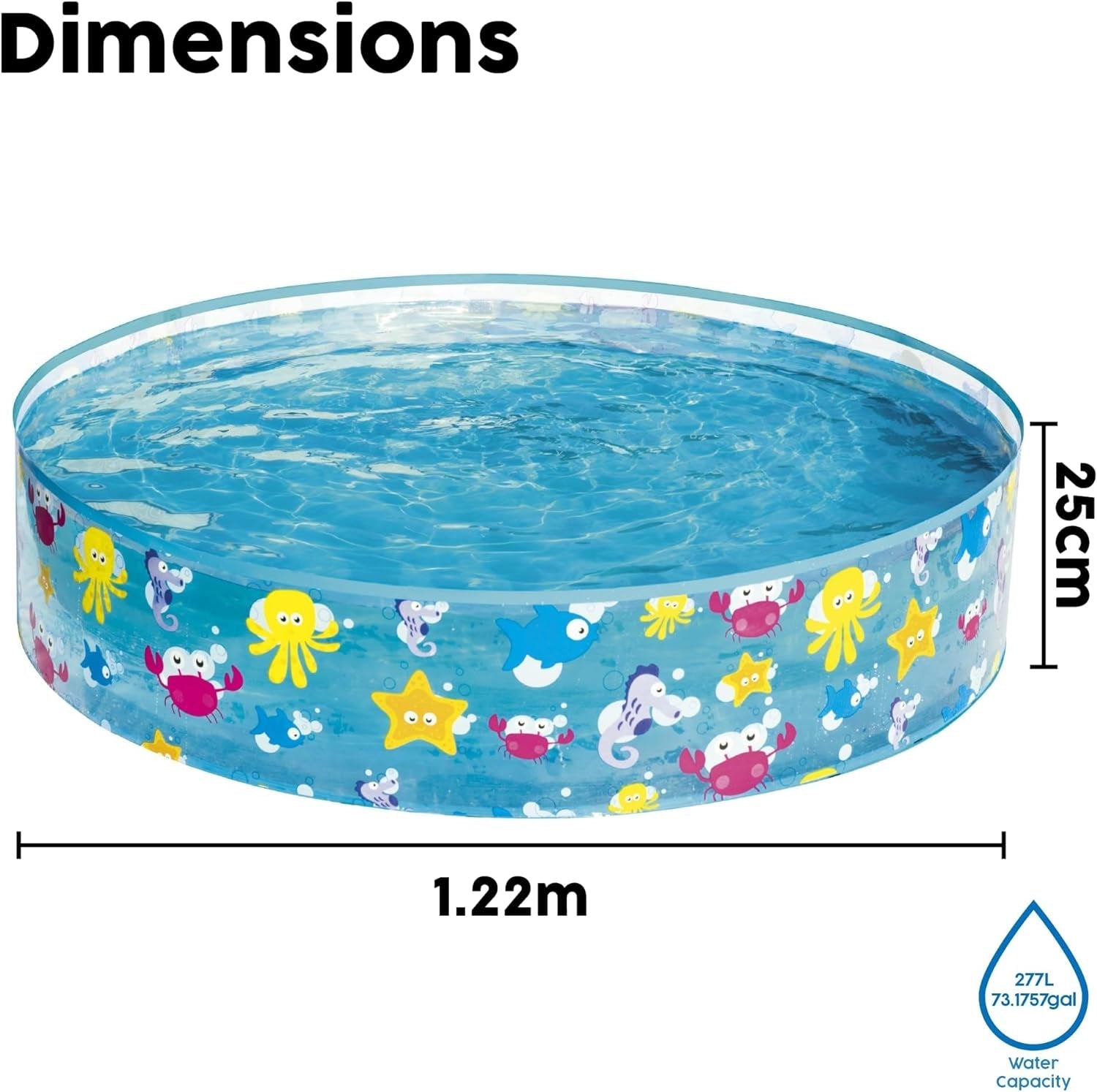 Piscină pentru copii Bestway FillN Fun, Sparking Sea, 122 x 25 cm, BW55028, Multicoloră, 122 x 122 x 25 cm