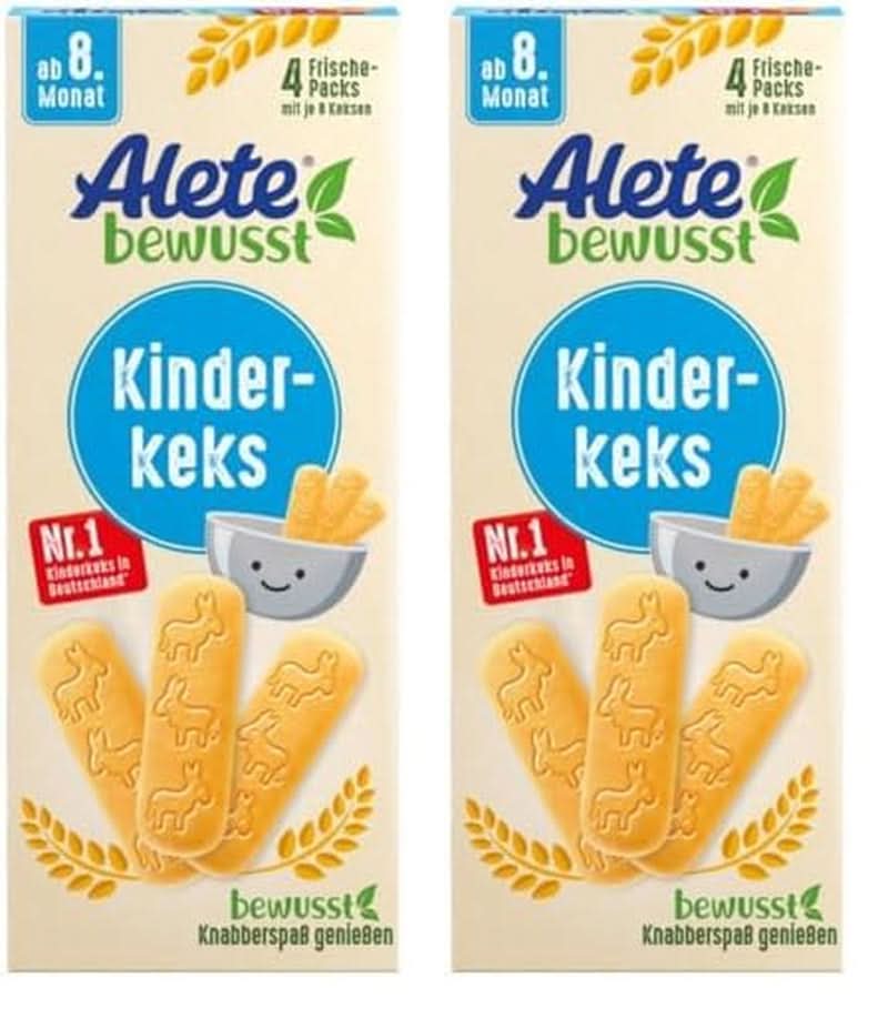 Alete, Kekse für Kinder, ab dem 8. Monat, mit Weizenbutter, 180 g Mutter und Kind Naty Shop Set 2 x 180 Gramm