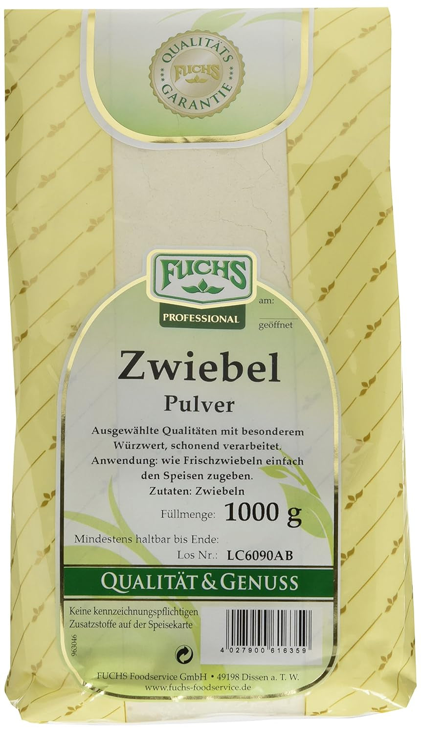 Fuchs Professional - Zwiebelpulver | Schonend verarbeitet, zum Würzen von herzhaften Gerichten | Profi-Qualität für Großverbraucher und Gastronomie | 1 kg im recyclebaren Beutel