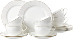 Serviciu de cafea Ritzenhoff & Breker Isabella, 18 piese, veselă din porțelan fin, alb cu ornamente, 37 x 26 x 25 cm
