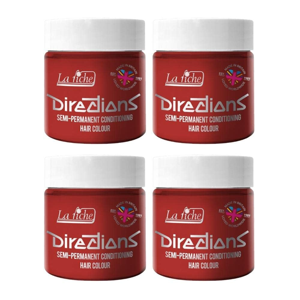 Culoare semipermanentă pentru păr Directions 100ml tub - Deep Purple Vopsea pentru par Naty Shop Poppy roșu 100 Ml (pachet de 4)