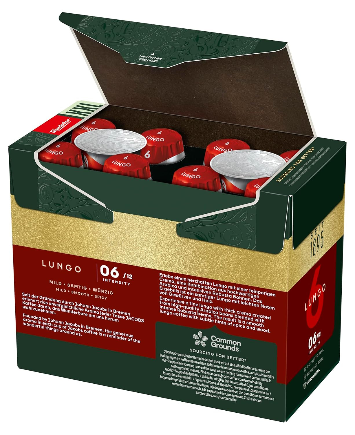 Jacobs Kaffeekapseln Lungo Classico, Megapack XXL, Intensität 6/12, 5 x 40 Getränke, Nespresso* kompatible Kaffee Kapseln, 200 Kapseln