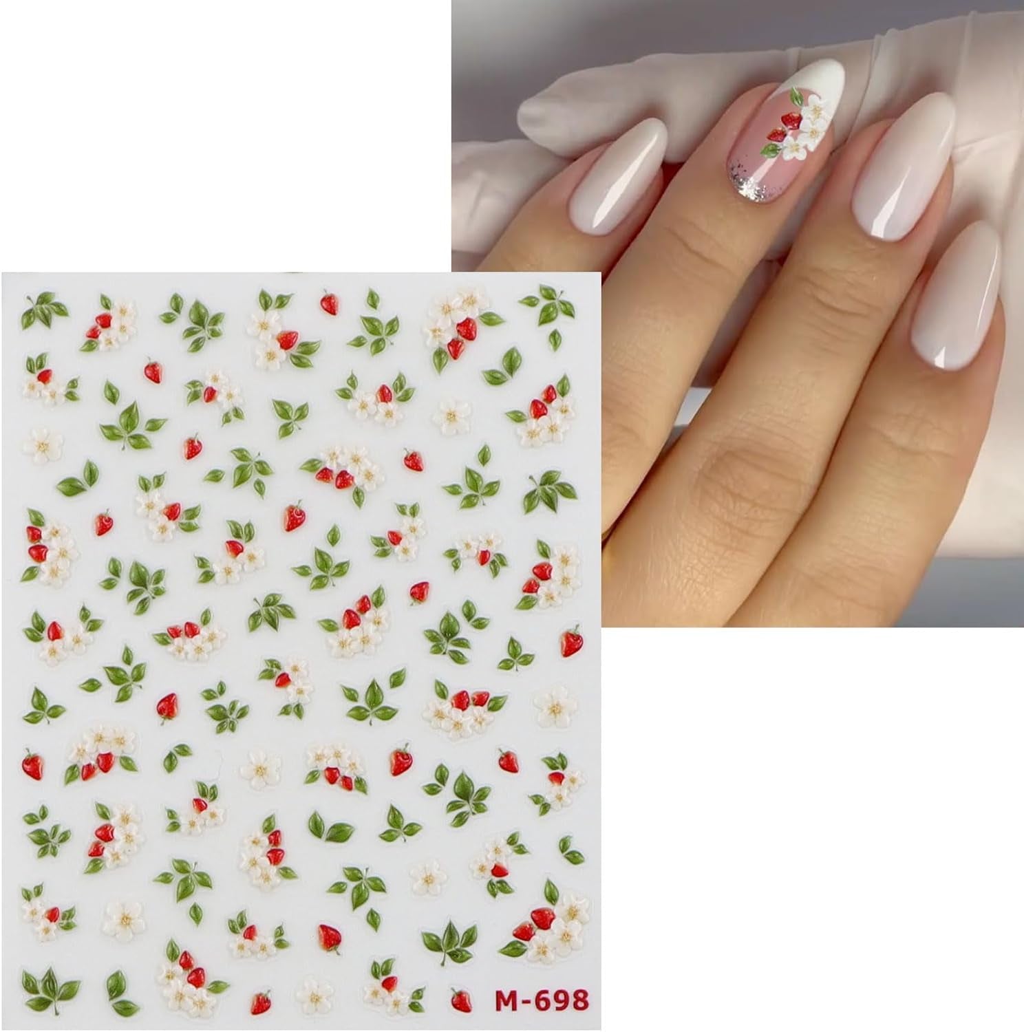 JMEOWIO 3D Nagelsticker Blume Nerdbeerenail Art Sticker Selbstklebend Nagelaufkleber 5D Stereoskopisch Dekoration Nageldesign Zubehör 1 Blatt