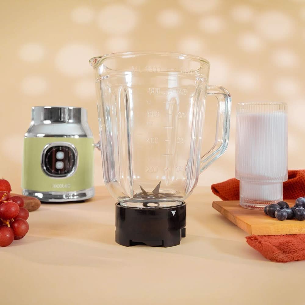 Cecotec Standmixer Retro Retrotwist Grün. 800W Maximale Leistung, Pulse-Funktion, 4-Klingen-Messer Mit Schwarzer Titanbeschichtung Und 1L Krug, Vintage-Design in Grün Kitchen Naty Shop