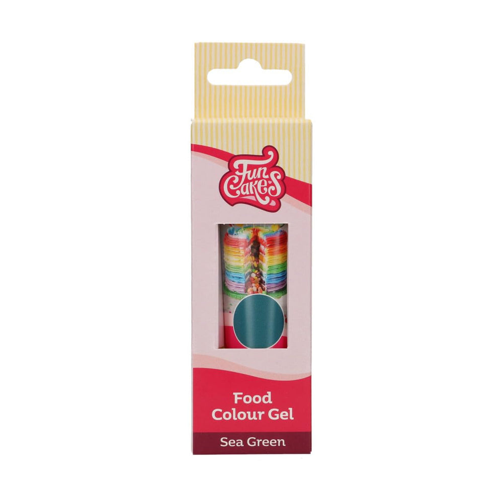 Colorant alimentar Funcakes Verde Mare, gel colorant alimentar foarte concentrat pentru aluat, cremă, fondant și marțipan. Dozare ușoară. Picătură individuală pentru a crea culori vibrante. Halal. 30 g.