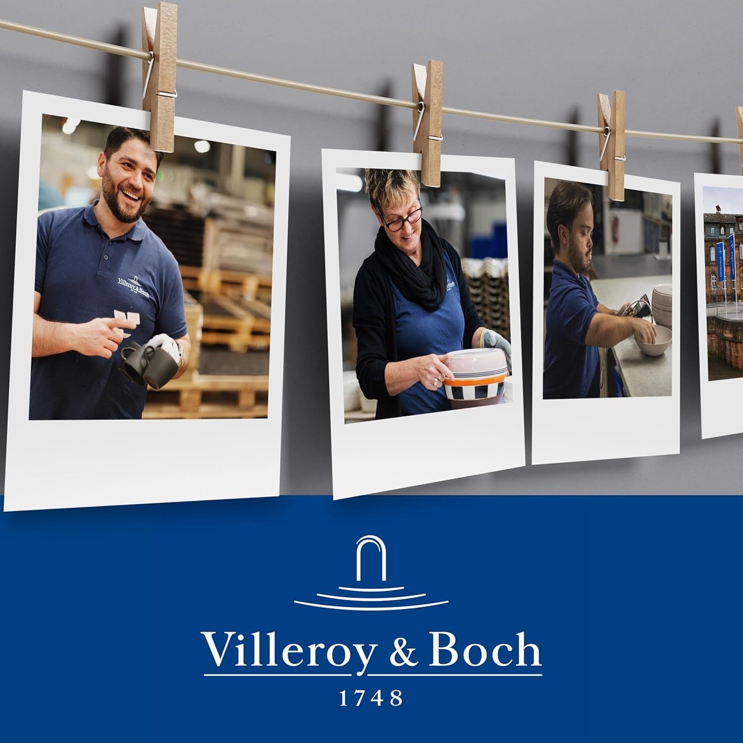 Villeroy & Boch – Set de veselă Manufacture Rock, 6 piese, Set de veselă pentru 2 persoane, Porțelan Premium, Negru