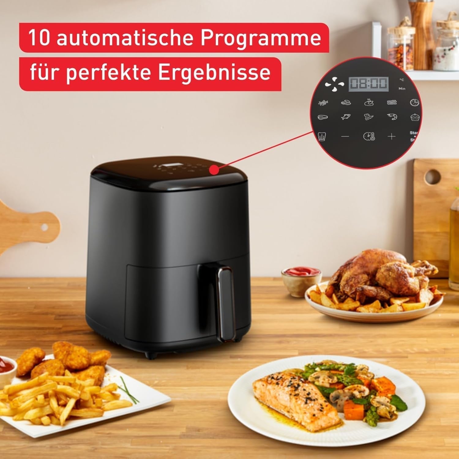 Tefal Easy Fry Max EY2458, 5 Liter, Heißluftfritteuse, 10 automatische Kochprogramme, digitaler Touchscreen Haushaltsgeräte Naty Shop