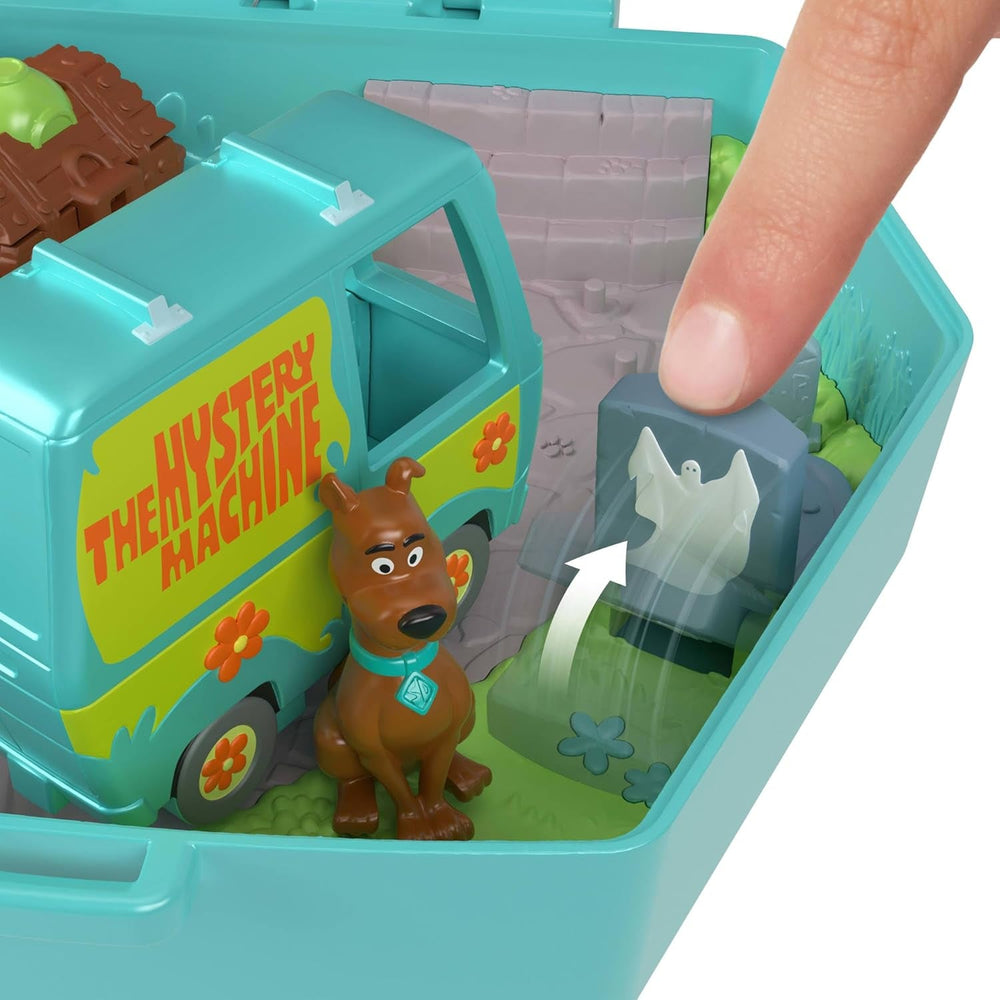 Polly Pocket x Scooby-DOO Partnership-Schatulle, Minipuppen und Spielset, Scooby-DOO und Velma Dinkley Puppen, Mystery Machine Spielzeugauto, JKC85
