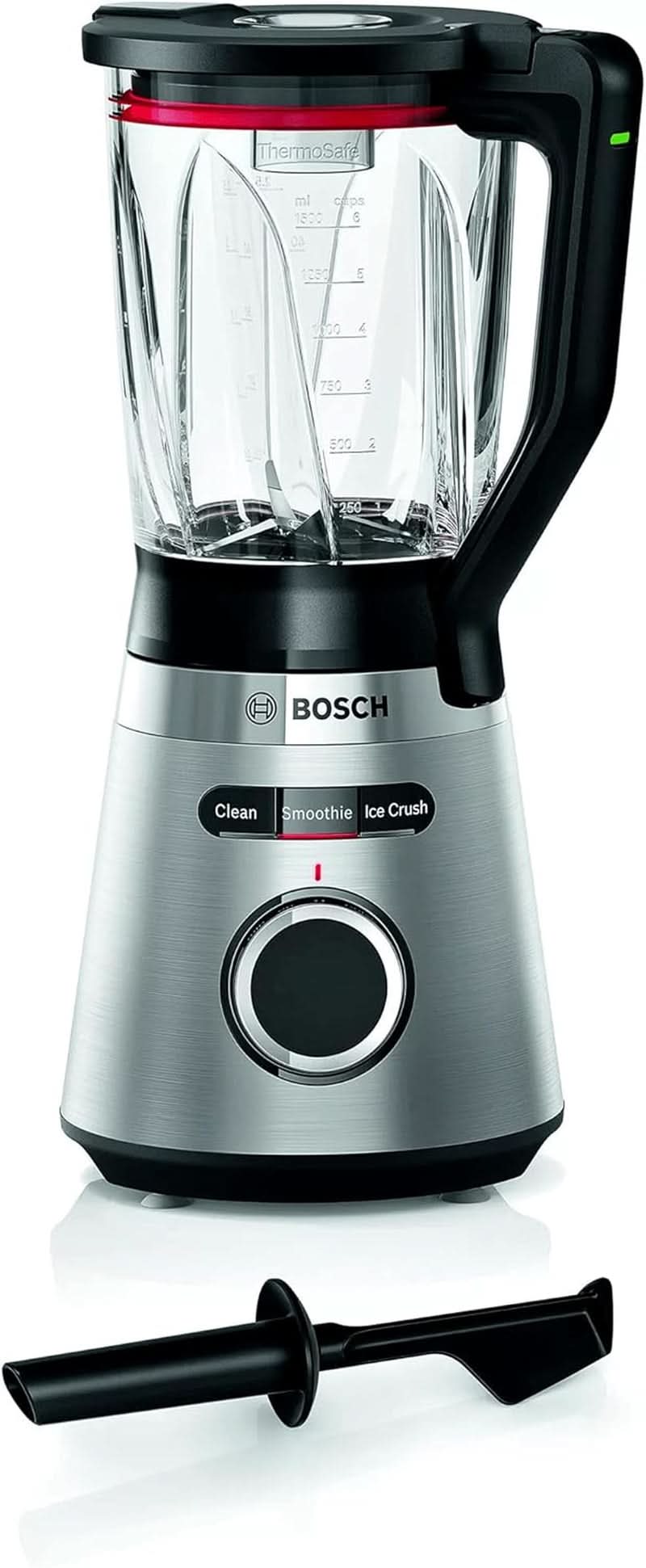 Bosch Standmixer Vitapower Serie 4 MMB6382M, Edelstahl-Klingen Made in Germany, 1.5L Thermosafe Glasbehälter, Stopfer, Sicherheitsdeckel, Spülmaschinengeeignete Teile, 30.000 U/Min, 1200 W, Edelstahl Kitchen Naty Shop Standmixer