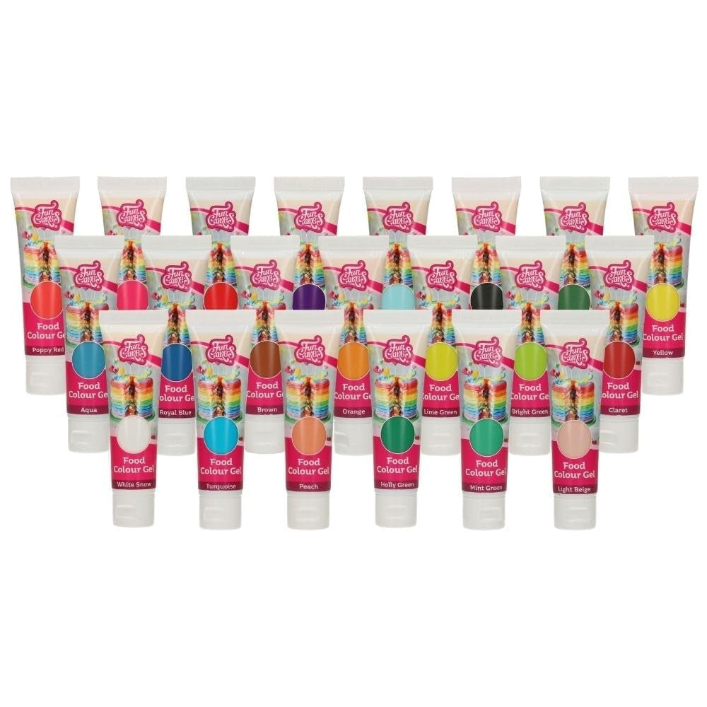 Colorant alimentar Funcakes Gel Galben: Colorant alimentar foarte concentrat pentru aluat, cremă, fondant și marțipan. Dozare ușoară. Picătură individuală pentru a crea culori vibrante. Halal. 30 g.