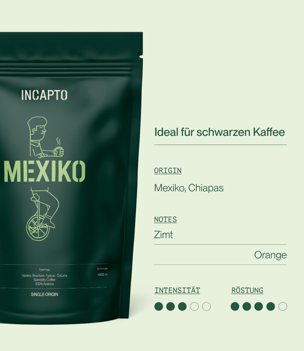 Boabe de cafea speciale Incapto | Origine unică Mexic | Espresso 100% Arabica | Cafea de specialitate 82 puncte SCA | Boabe de cafea prăjite tradițional | Plantație Chiapas, Ethichub Cafea Naty Shop