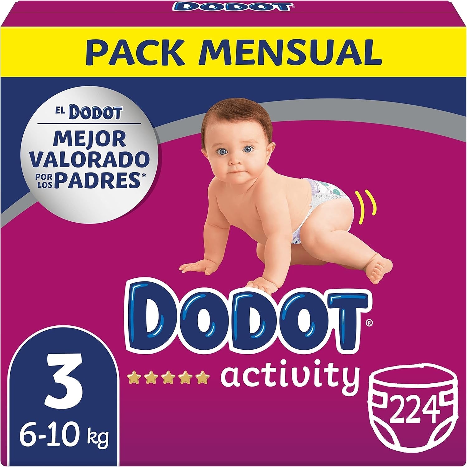 Scutece de activitate pentru bebeluși, mărimea 3 (6-10 kg), 224 de scutece cu o potrivire robustă