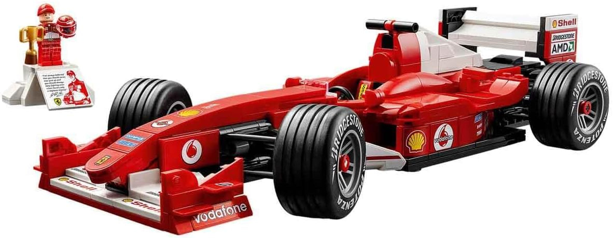 LEGO Icons Ferrari F2004 und Michael Schumacher - F1 Rennwagen Modellbau für Erwachsene - F1 Modellauto Set mit V10-Motor & sammelbarer Fahrer Minifigur - Formel 1 Geschenk zum Vatertag - 11375