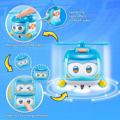 Super Wings Super Pets 4 Stück Shine, Golden Boy, Jerome, Ellie, umschaltbarer Gesichtsausdruck, Blitzeffekt, tragbares Spielzeug für 3, 4, 5, 6, 7, 8 Jahre alte Jungen und Mädchen, 5,1 cm große Actionfiguren, Naty Shop