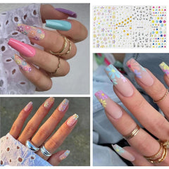 Nagelsticker Set Für Einzigartiges Nageldesign, 4 Blatt Frühlingsthemen Nail Art Zubehör, Perfekt Für 3D Gel Nägel Und UV Gel Strips