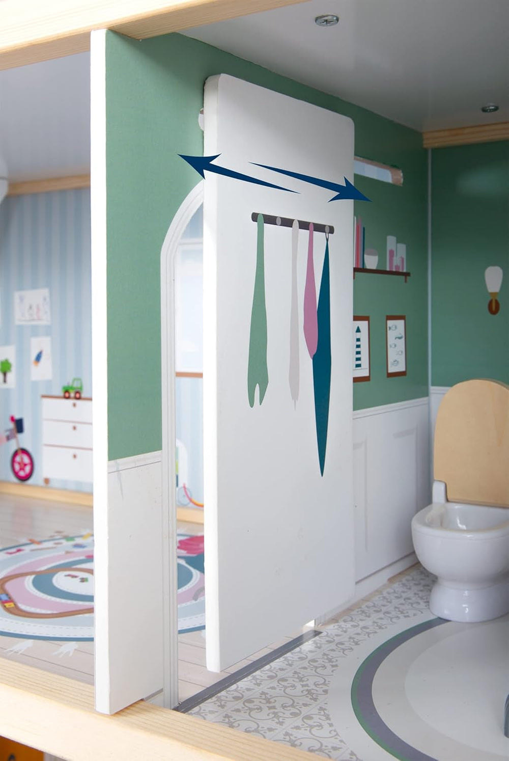 Small Foot Puppenhaus 3-stöckiges Stadthaus aus Holz mit offener Vorderseite und 12 Möbeln für Kinder ab 3 Jahren 11802 Weiß Grau Puppenhäuser Naty Shop