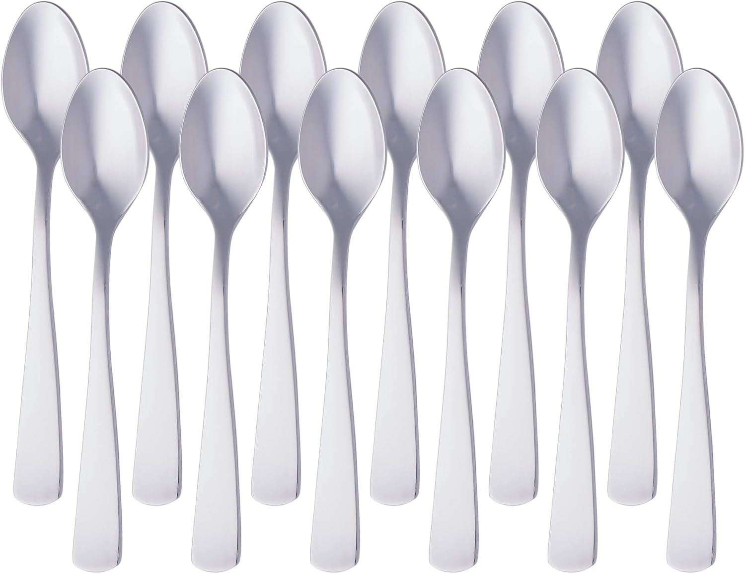 Silber Naty Shop Küche Einzelmodell gerade Edelstahl-Kaffeelöffel mit rundem Rand 12er-Pack