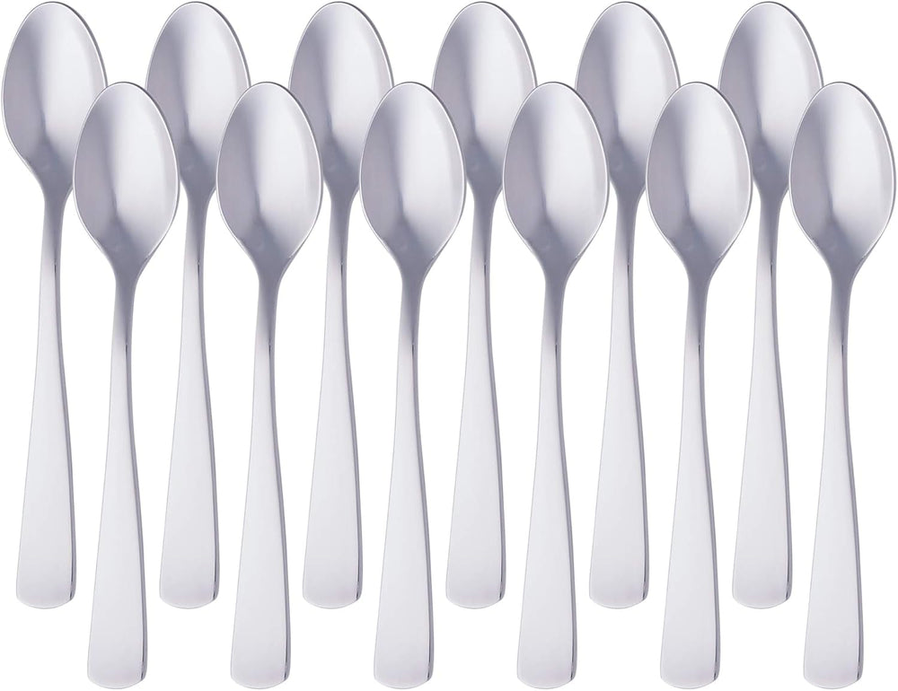 Silber Naty Shop Küche Einzelmodell gerade Edelstahl-Kaffeelöffel mit rundem Rand 12er-Pack