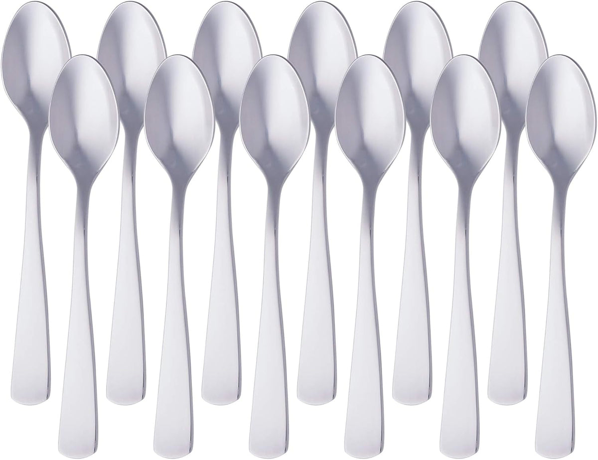 Silber Naty Shop Küche Einzelmodell gerade Edelstahl-Kaffeelöffel mit rundem Rand 12er-Pack