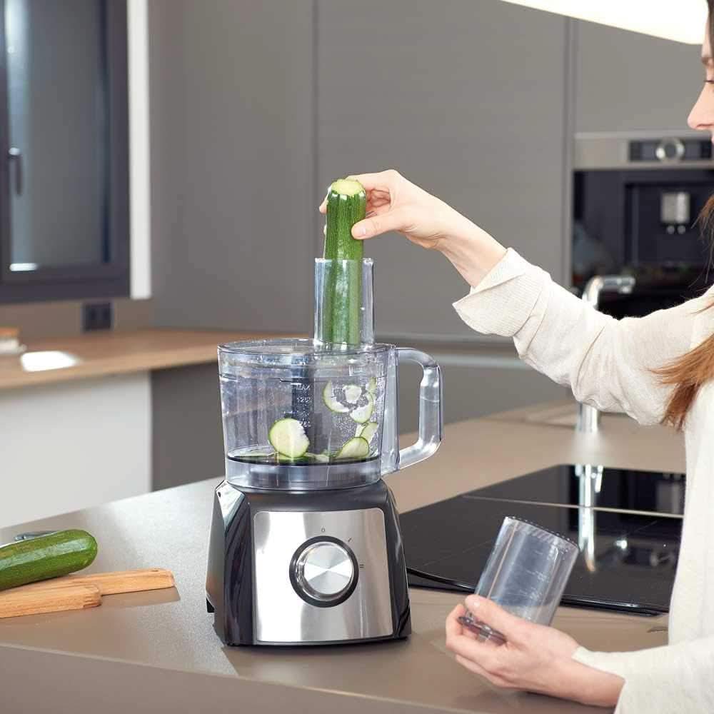 Black+Decker BXFPA1200E - Küchenmaschine 1.200W, Behälter 1.5L, 2 Geschwindigkeiten/Turbo-Funktion, +8 Zubehörteile, Anti-Fingerprint-Edelstahloberflächen, Klingen Und Scheiben Aus Edelstahl; Bpa-Frei Mutter und Kind Naty Shop