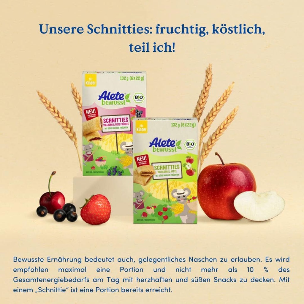 Alete Bio Schnitties, cereale integrale și fructe roșii 6 x 22 g Mama si Copilul Naty Shop