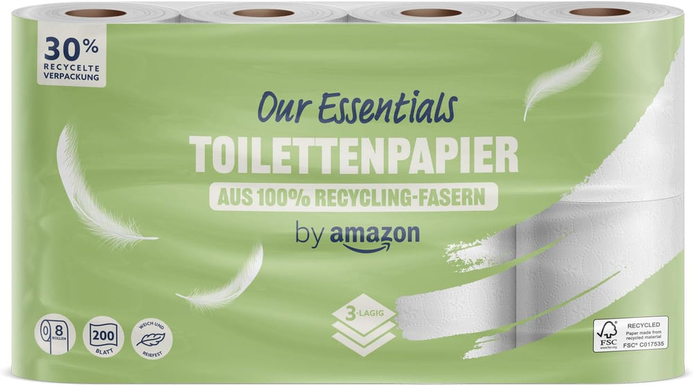 By Amazon Hârtie igienică, 3 straturi, 10 role (10 role, 1-pachet) 200 de foi per rolă, certificată Fsc