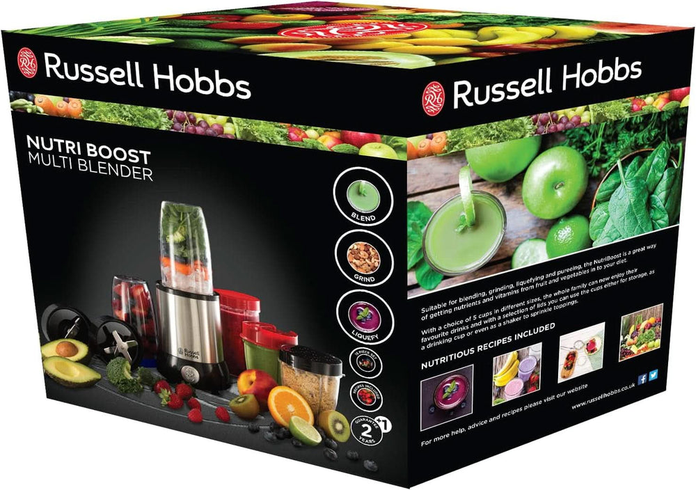 Russell Hobbs Mixer [Multifunktions- Standmixer] Nutriboost (Inkl. 5 Bpa-Freie Und Spülmaschinengeeignete Behälter + Deckel, 22.000 U/Min, 0,9 Ps-Motor) Elektrischer, Smoothie-Maker 23180-56 Kitchen Naty Shop