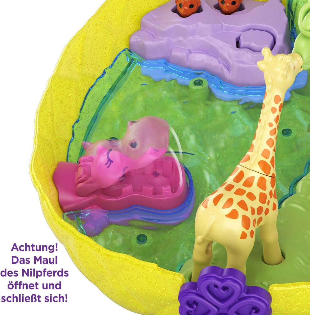 Polly Pocket GKJ64 - Pineapple Pocket Compact, portabil, cu 8 funcții distractive, păpuși Polly și Lila, 2 accesorii și foaie cu stickere; jucărie pentru copii cu vârsta de 4 ani și peste