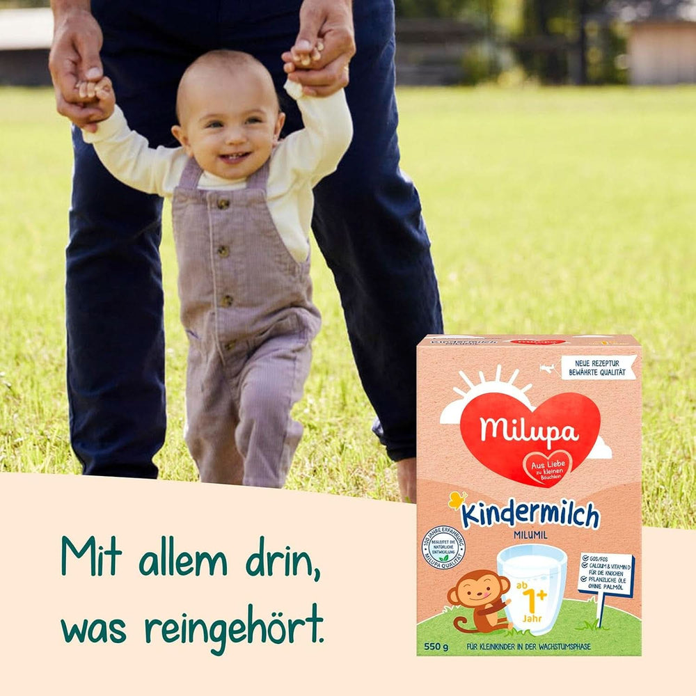 Milupa Milch für Kinder Milumil 1 plus – ab 1 Jahr – für Kleinkinder in der Wachstumsphase – begleitet die natürliche Entwicklung – 5 x 550 g Pulver Mutter und Kind Naty Shop