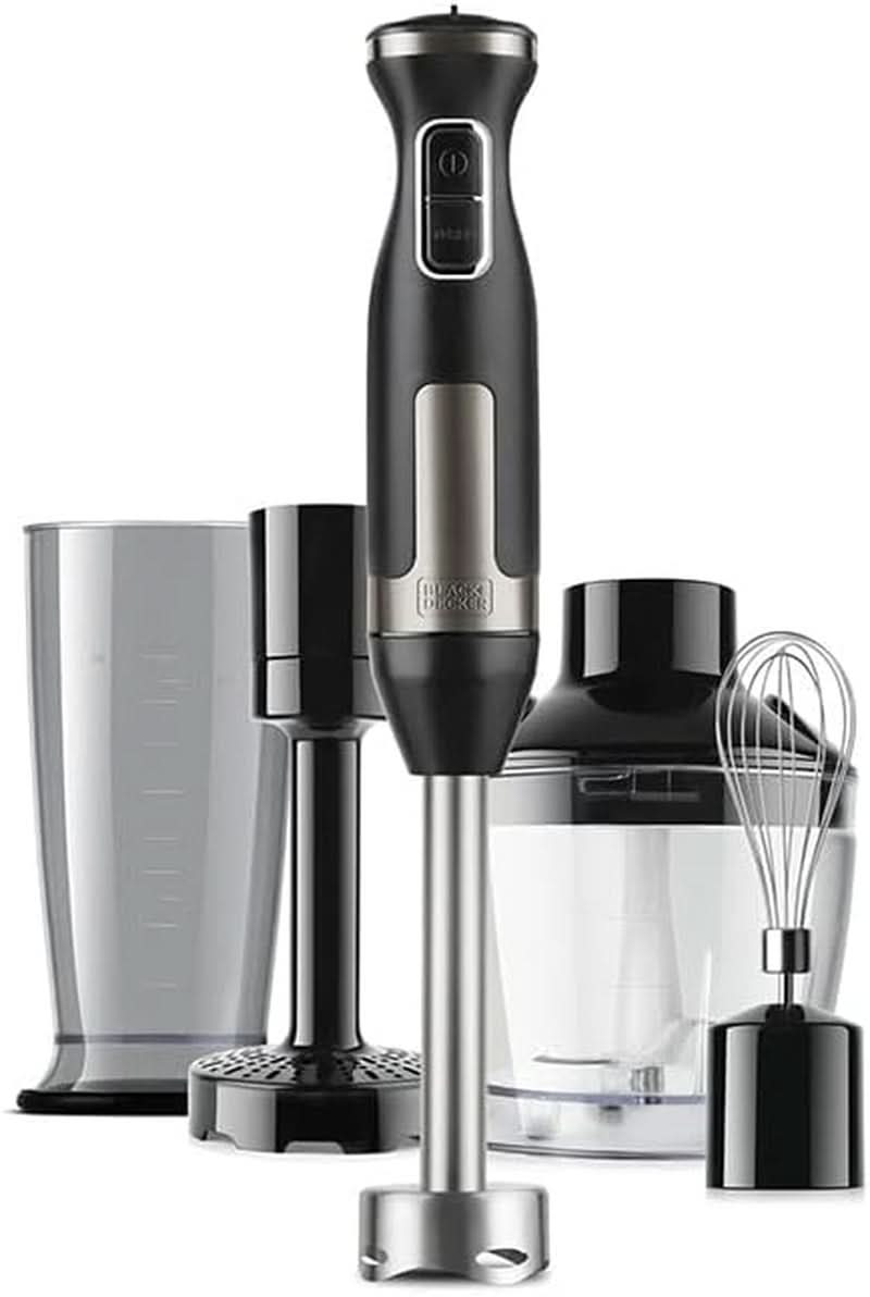 BLACK+DECKER Standmixer | BXHBA1500E | 1500 Watt | 20 Geschwindigkeiten | Turbo | Edelstahl | Spritzschutz | Inklusive Pürieraufsatz, Schneebesen, Zerkleinerer und Messbecher Kitchen Naty Shop Single 4 Zubehörteile 1500W
