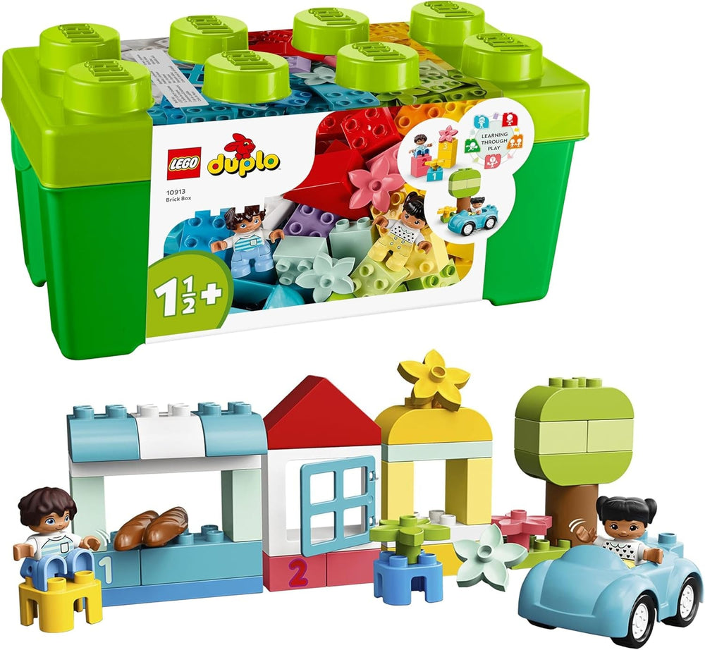 LEGO DUPLO Deluxe Brick Box - Fine Motor Skills Toys for 1+ Year Old Boys & Girls - incl. a Car, Number Bricks & Animal Figures, Plus Toy Storage - 10914