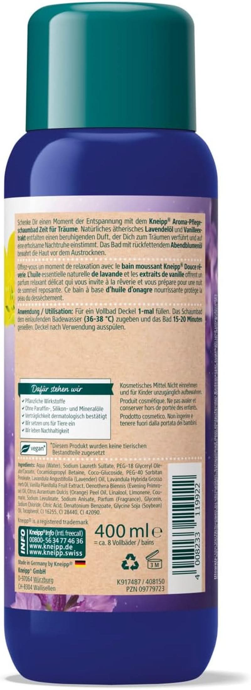 Kneipp Aroma, Badezusatz, Lavendel und Vanille, 400 ml Dusche und Bad Naty Shop