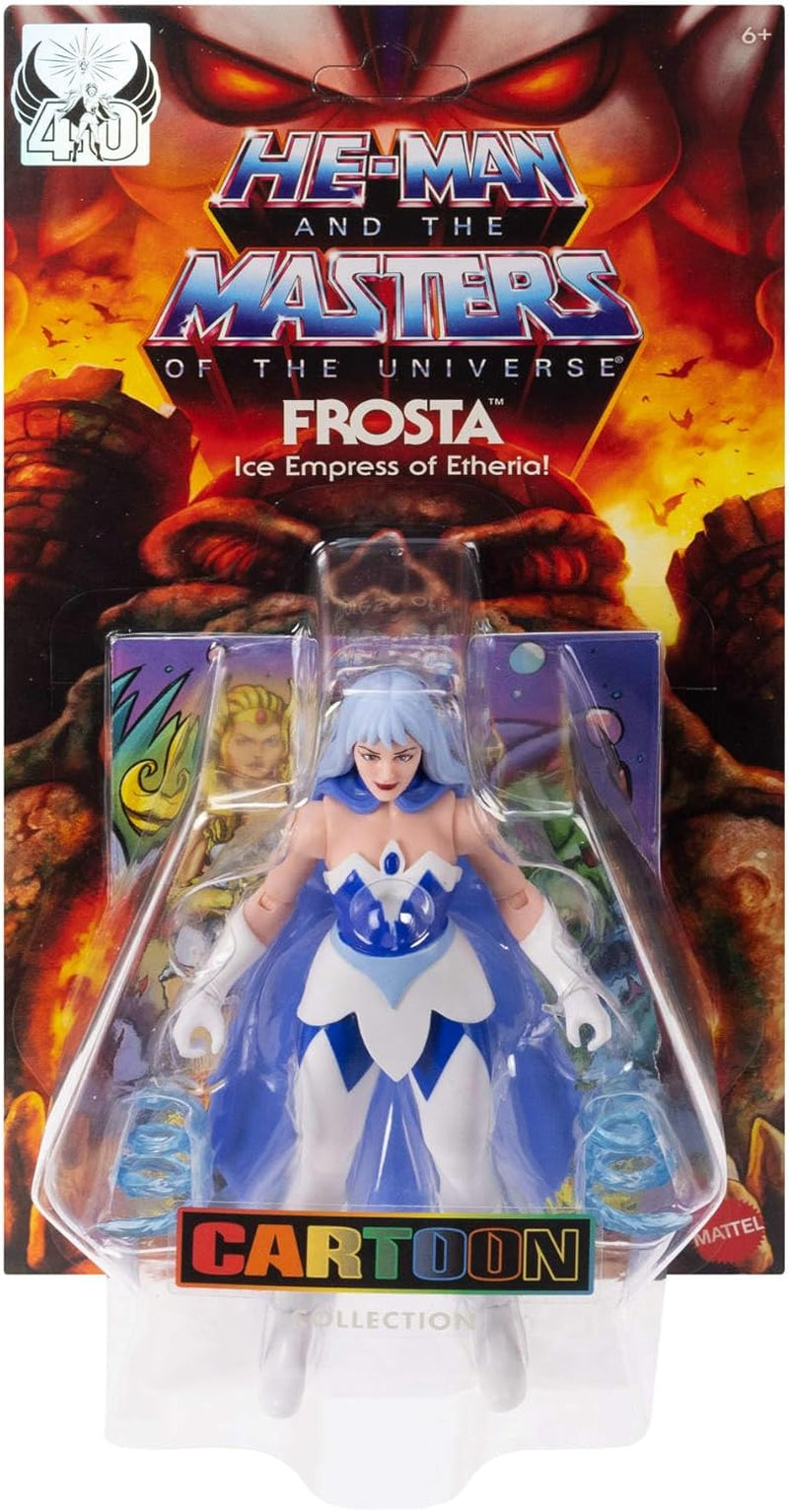 Masters of the Universe Origins Actionfigur Cartoon Collection Frosta, ca. 14 cm groß, aus der TV-Serie der 1980er Jahre, Prinzessin der Macht mit Eiskraft, detailliertes Design und Umhang, JBM87 Actionfiguren Naty Shop