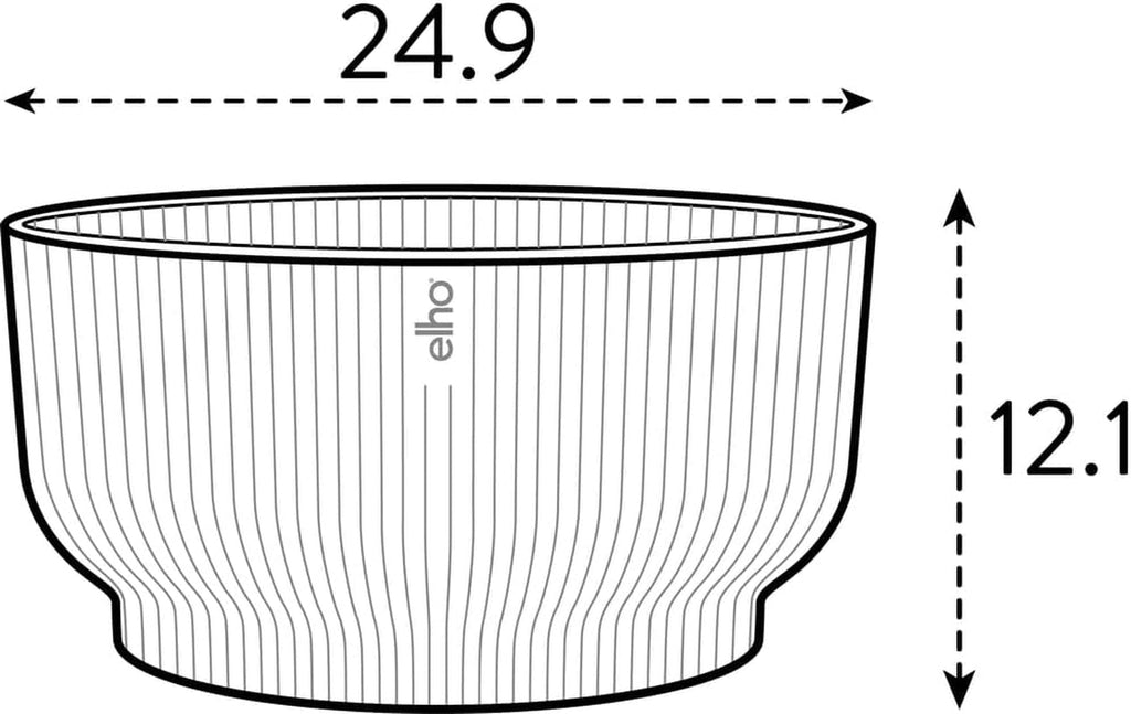 elho Vibes Fold Bowl 25 - Ghiveci de flori de interior - 100% plastic reciclat - Ø 24,9 x H 12,1 cm - Verde/Ferngrün