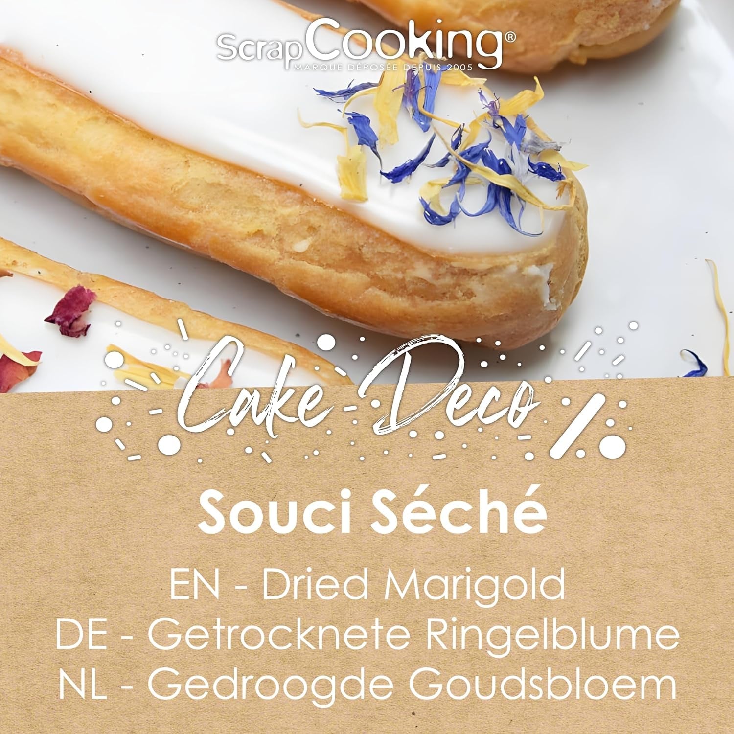 ScrapCooking - Gălbenele uscate 3,5 g - Flori comestibile - Decorațiuni alimentare pentru copt - Pentru deserturi, prăjituri, tarte, brioșe - Crăciun, primăvară, ziua de naștere - Galben auriu - 7471