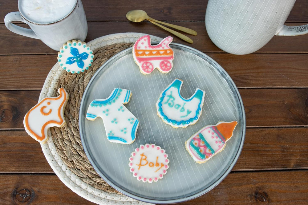 RUF Zucker-Schrift, 4 Tuben Dekor-Schrift in Türkis, Pink, Orange & Blau, Zur Beschriftung Von Glasur, Zuckerguss Und Fondant, Tortendeko Für Weihnachtsplätzchen, 4 X 25G Glazes and Decor Naty Shop